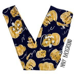 NEW NWT TAGS LuLaRoe Halloween Pumpkin Leggings Navy Gold TC2 Plus Size 20-24